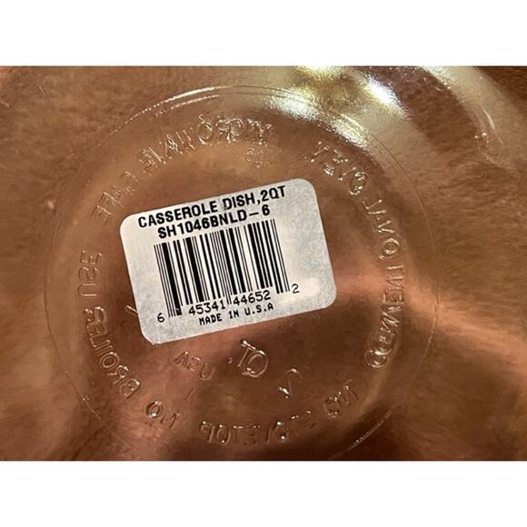 Clear Glass 2 Qt. Round Casserole Dish w/handles, Oven to Table Cookware, NEW - Picture 4 of 5